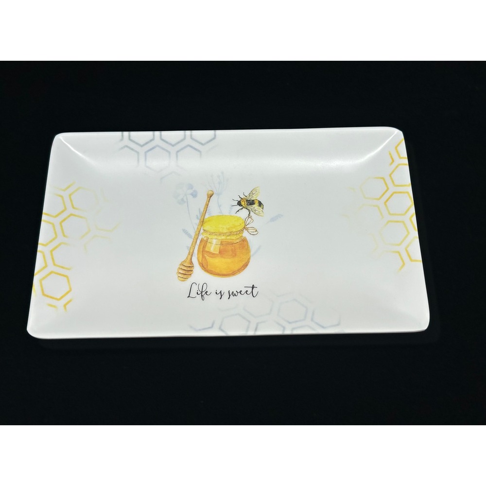 Rachel Ashwell The Farmhouse Melamine Serving Tray Life is Sweet Honey Bee 8x5